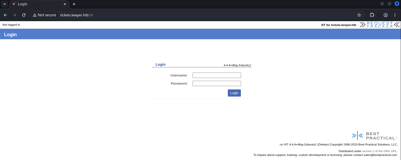 RT login page